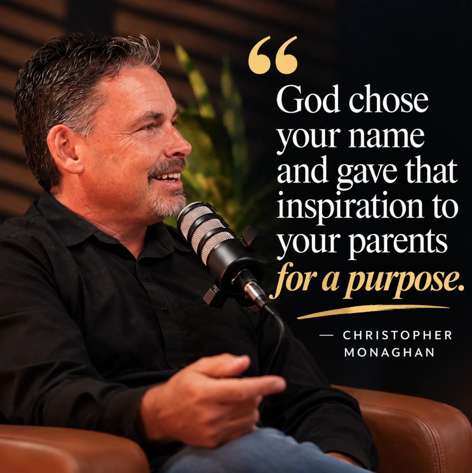 Chris Monaghan quote graphic: God chose your name and gave that inspiration to your parents for a purpose
